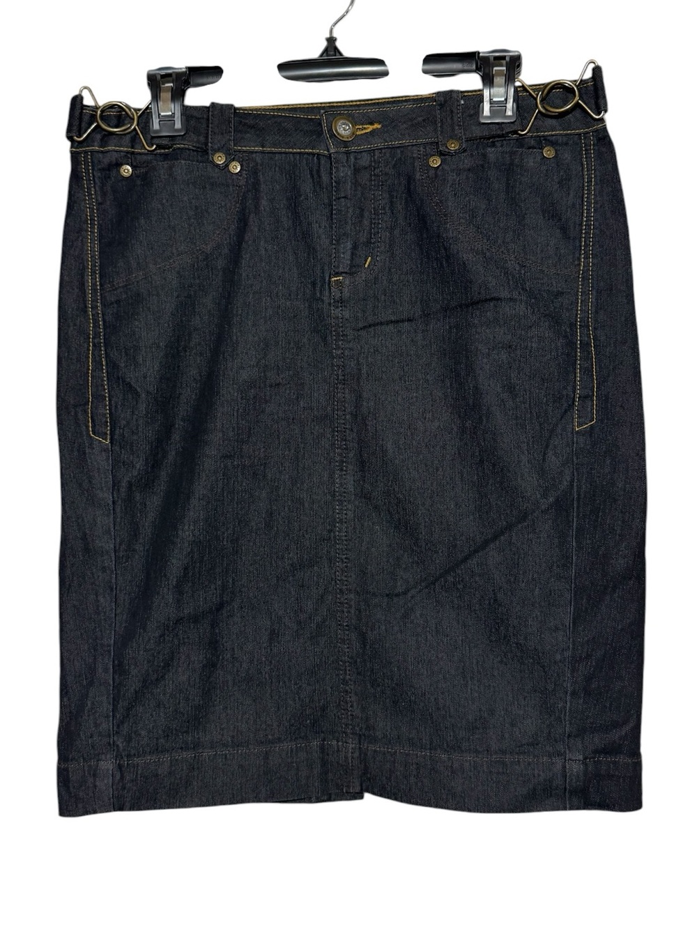 Bisou Bisou Denim Jean Pencil Skirt Size 8 Dark Wash Long Modest Fall Minimalist
